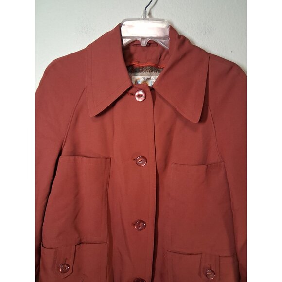 VTG F.A.I. Trench Coat Jacket 70s 80s 90s Y2K Granny Orange Womens Size 12 - Picture 2 of 6